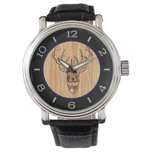 Snyggt White Svan Buck Antlers Light Wood Grain Armbandsur