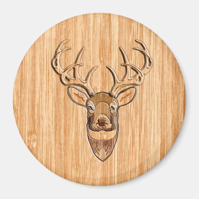 Snyggt White Svan Buck Antlers Light Wood Grain Magnet (Framsidan)