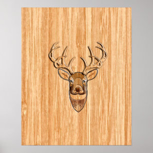 Snyggt White Svan Buck Antlers Light Wood Grain Poster