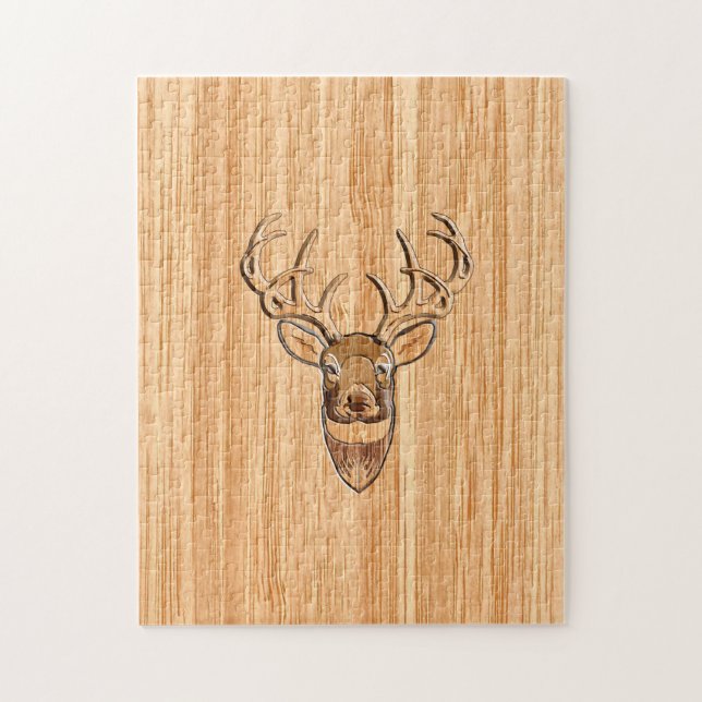 Snyggt White Svan Buck Antlers Light Wood Grain Pussel (Vertikal)