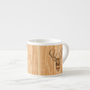 Snyggt White Svan Hjort Buck Head Light Wood Grain Espressomugg
