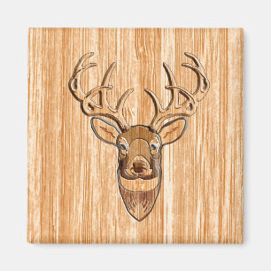 Snyggt White Svan Hjort Head Light Wood Grain Deco Magnet