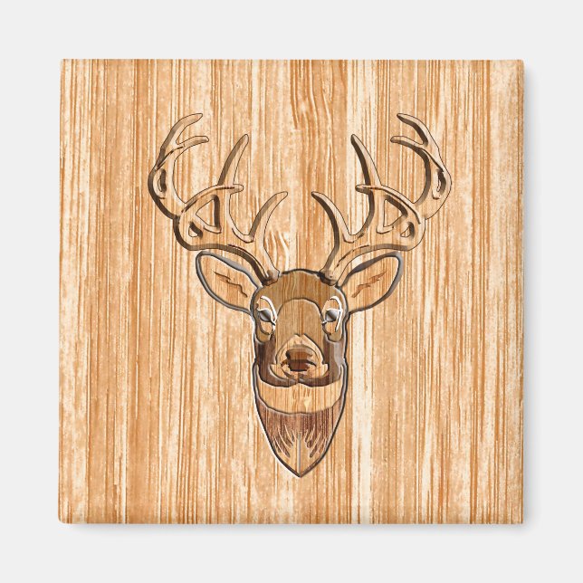 Snyggt White Svan Hjort Head Light Wood Grain Deco Magnet (Framsidan)