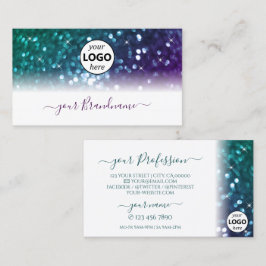 Snyggt White Teal Lila Gnistra Glitter Add Logotyp Visitkort