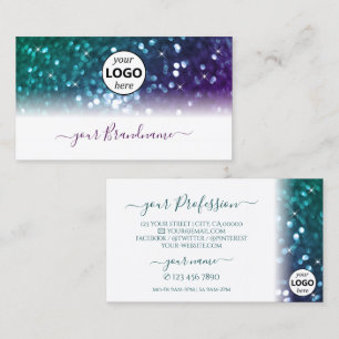 Snyggt White Teal Lila Gnistra Glitter Add Logotyp Visitkort