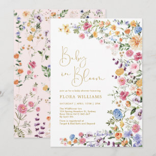 Snyggt Wildblomma Baby i Bloom Girl Shower Inbjudningar