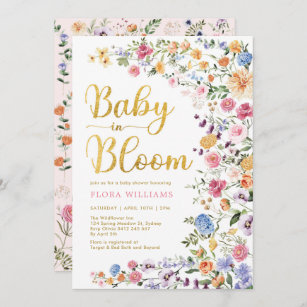 Snyggt Wildblomme Meadow Baby i Bloom Garden Inbjudningar