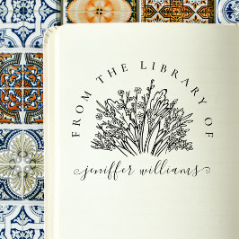 Snyggt Wildblommor Anpassningsbar Bibliotek Bokar Stämpel