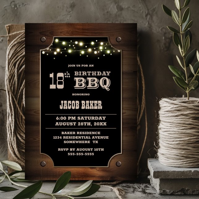 Snyggt Wood 18:e födelsedag BBQ Inbjudningar (Skapare uppladdad)