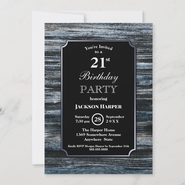 Snyggt Wood 21:a födelsedagen Party Inbjudningar (Framsida)