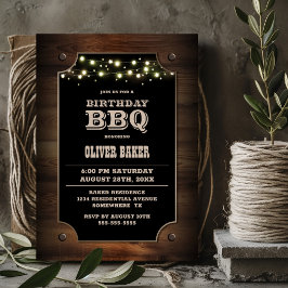 Snyggt Wood Birthday BBQ Inbjudningar