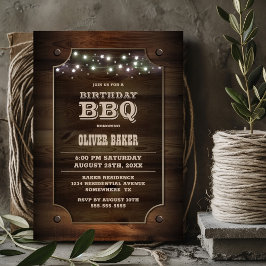 Snyggt Wood Birthday BBQ Inbjudningar