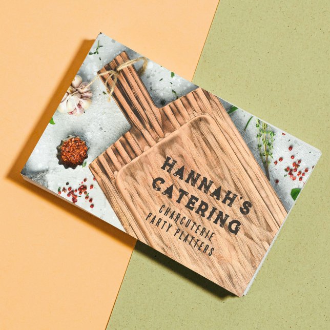 Snyggt Wood Cshing Board Cooking Rustic Script Visitkort (Skapare uppladdad)