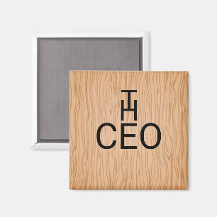 Snyggt Wood Struktur Magnet med CEO-texten