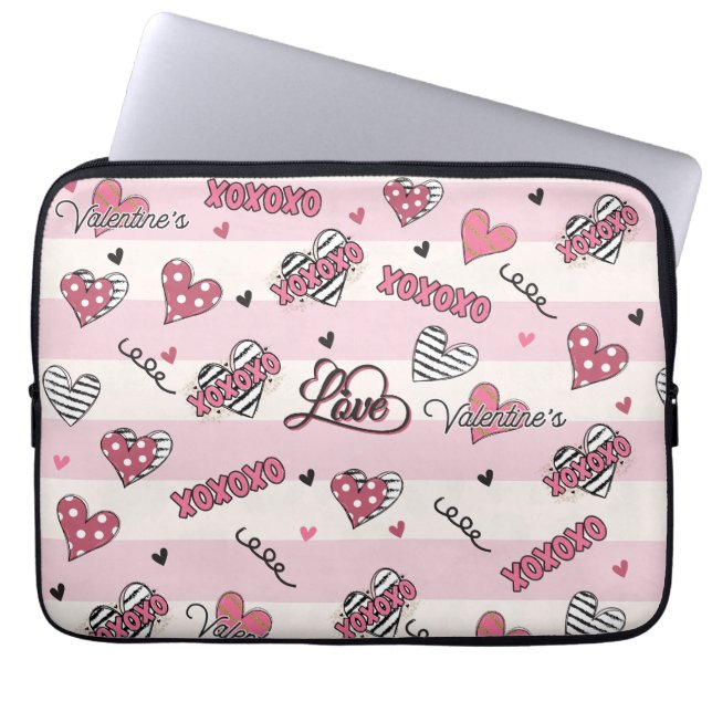Snyggt XOXO Alla hjärtans dag mönstrad Laptop Fodral (Framsidan)