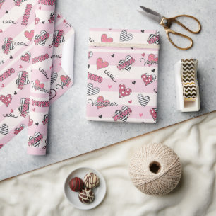 Snyggt XOXO Alla hjärtans dag mönstrad Presentpapper
