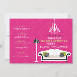 Snyggt Zebra Decor Bachelorette Inbjudan (fuchsia)