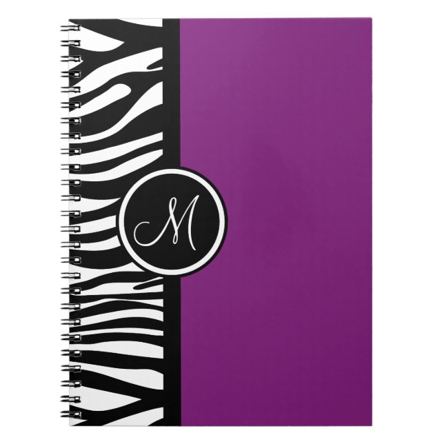 Snyggt Zebra tryck Lila Monogram bärbar dator Anteckningsbok (Framsidan)