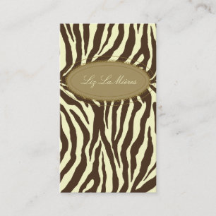 Snyggt zebra tryck, oliv + choklad visitkort
