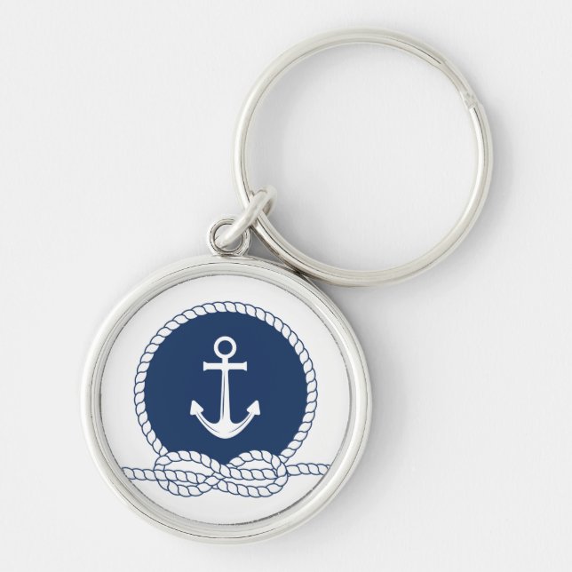 Snyggten ankrar och Rope Rund Silverfärgad Nyckelring (Framsidan)