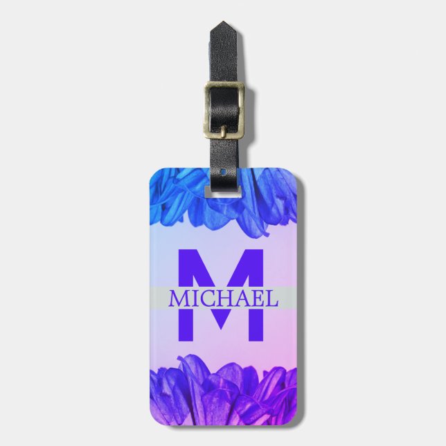 Snyggten Anpassa Monogram med  Traveler Script Nam Bagagebricka (Vertikal Framsida)