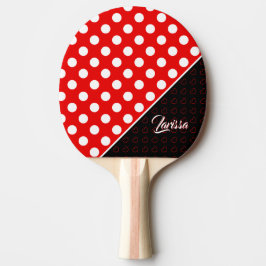 Snyggten Anpassad namnmall Polka dots Red/Black Pingisracket