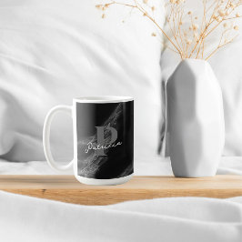 Snyggten Anpassat namn Beverage Marble Black Kaffemugg