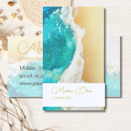 Snyggten Beach Scene Coastal Travel Guld Visitkort