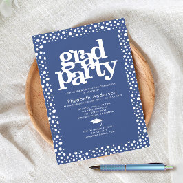 Snyggten Blue grad party fet modern typografi Inbjudningar