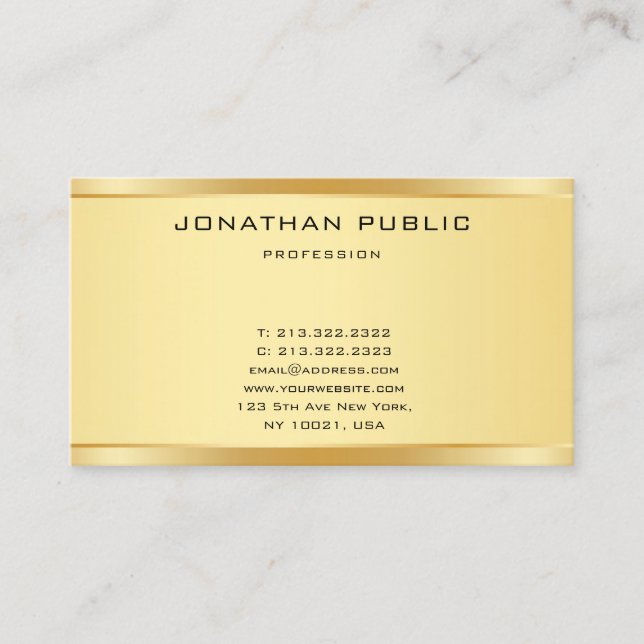 Snyggten Faux Guld Modern Simple Elegant Template Visitkort (Framsida)