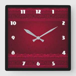 Snyggten finare & Elegant Red Background Fyrkantig Klocka