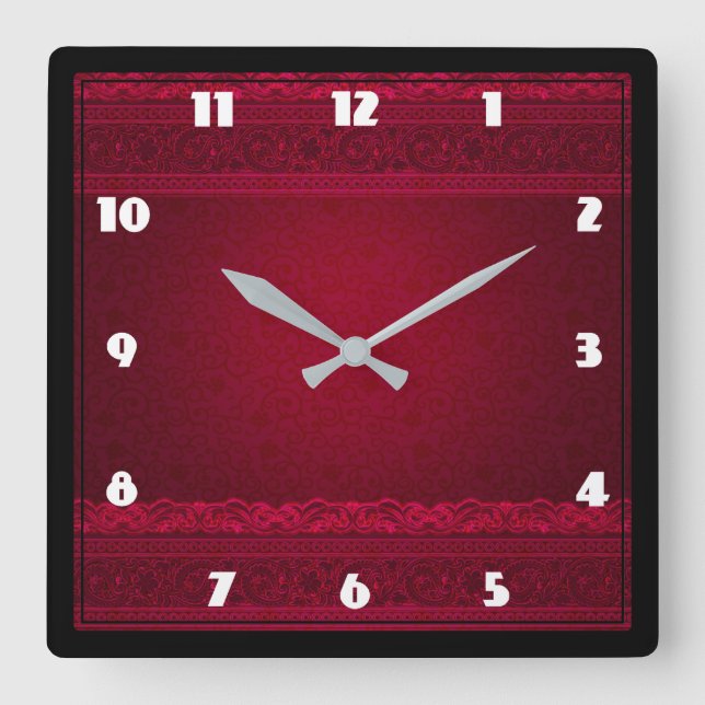 Snyggten finare & Elegant Red Background Fyrkantig Klocka (Framsida)
