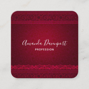 Snyggten finare & Elegant Red Background Fyrkantigt Visitkort
