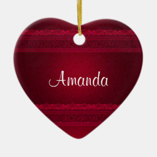 Snyggten finare & Elegant Red Background Julgransprydnad Keramik