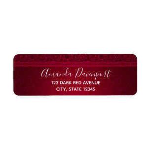 Snyggten finare & Elegant Red Background Returadress Etikett