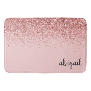 Snyggten för Rosa i Glitter Modern Monogram Badrumsmatta