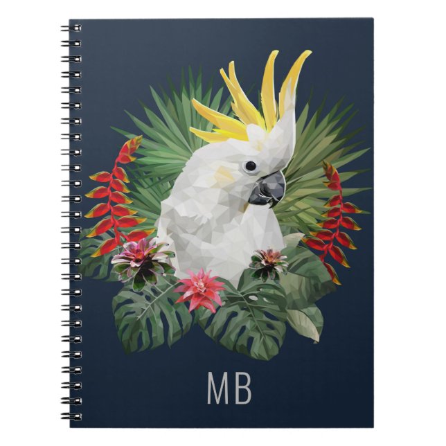 Snyggten för Tropiska blommor i Monogram Cockatoo  Anteckningsbok (Framsidan)