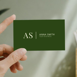 Snyggten Forest Grönt Monogram Modern Visitkort