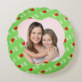 Snyggten Lime Green KÄRLEK Rund Kudde