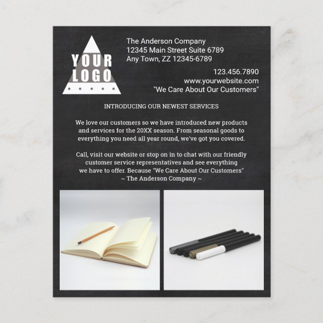 Snyggten logotyp Chalkboard Skapar ditt eget foto  Flygblad (Framsidan)