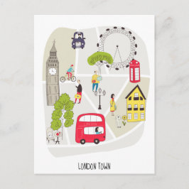 Snyggten London Artsy Karta Landmarks Characters Vykort