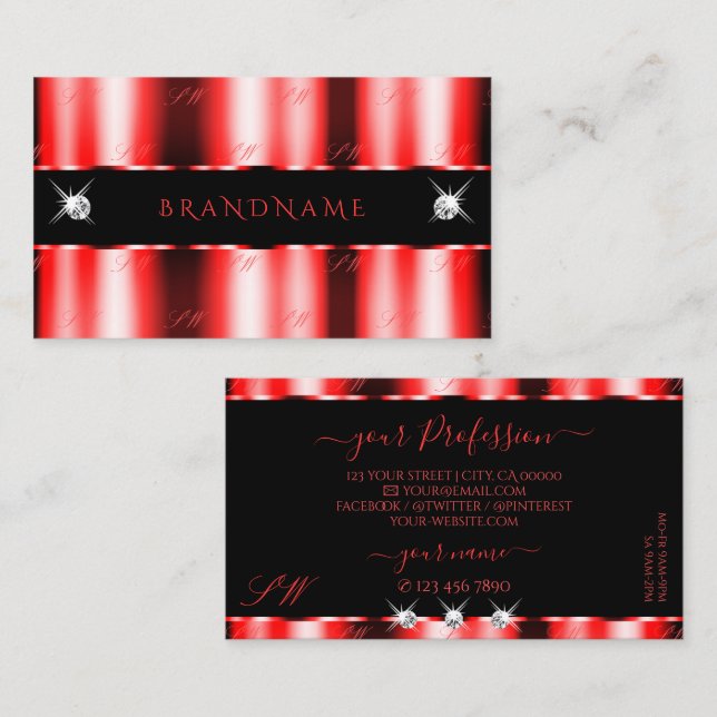 Snyggten Lumined Red Black Gnistra Jewels Monogram Visitkort (Fram/baksida)