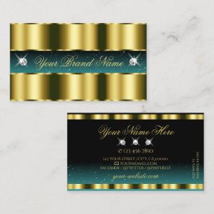 Snyggten Luxury Guld Teal Black Sparkling Diamonds Visitkort