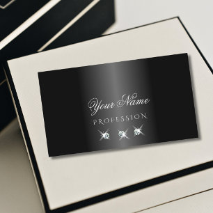 Snyggten Modern Black and White Sparkling Diamonds Visitkort