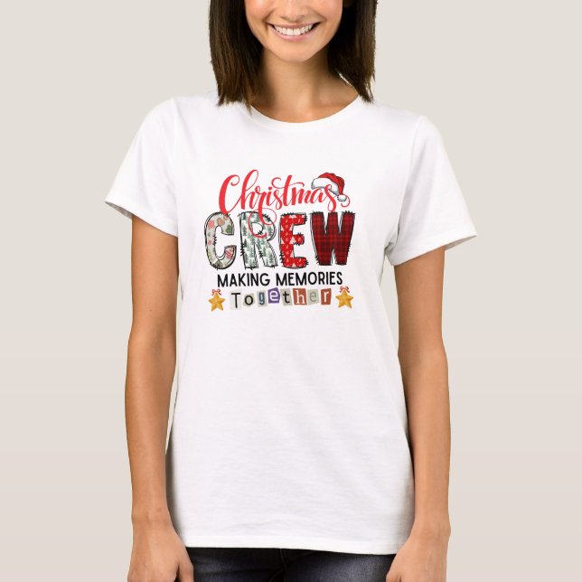 Snyggten Modern julfamilj - färgad Retro-klipp T Shirt (Framsida)