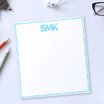 Snyggten Modern Monogram Trendig Shadow Initialer  Anteckningsblock<br><div class="desc">Modern personlig monogramdesign med 3D-trendigets skuggdesign i första hand för anteckningsblock. Det här är snyggtens ljus teal turquise-version.</div>
