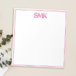 Snyggten Modern Monogram Trendig Shadow Initialer Anteckningsblock<br><div class="desc">Modern personlig monogramdesign med 3D-trendigets skuggdesign i första hand för anteckningsblock.</div>