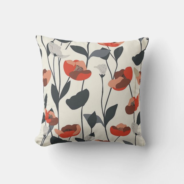 Snyggten Modern Poppy Blommigt Home Decor Cushion Kudde (Framsida)