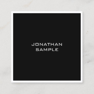Snyggten Modern Simple Elegant Black White Fyrkantigt Visitkort
