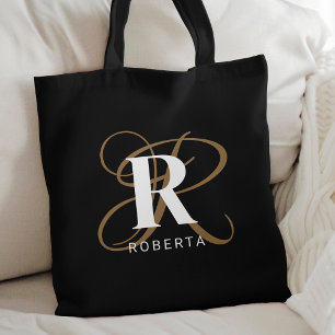 Snyggten Monogram Black Guld Namn Tygkasse